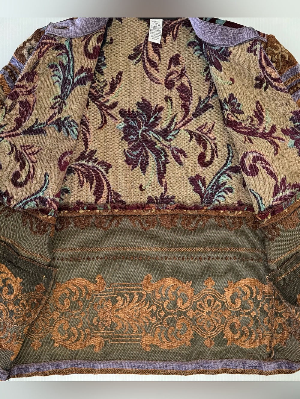 Vintage Sag Harbor Tapestry Chenille Jacket Womens 8 Boho Floral 90s - Picture 10 of 11